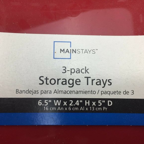 Mainstays Storage Trays 3 Pack Shelf Drawer Desk Organizer Container - Picture 3 of 8